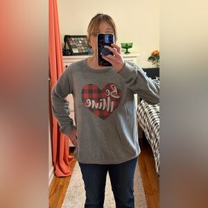 Gray Heart Print Sweatshirt